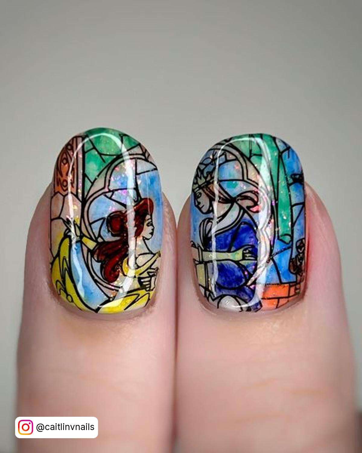 Beauty And The Beast Stained Glass Nail Art