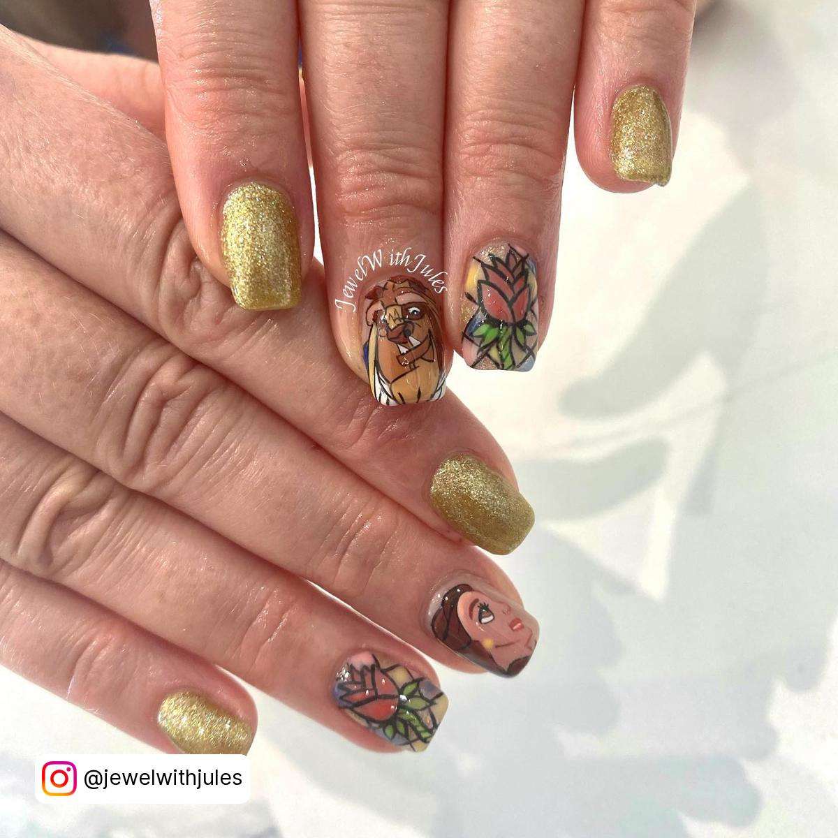 Beauty And The Beast Themed Nails