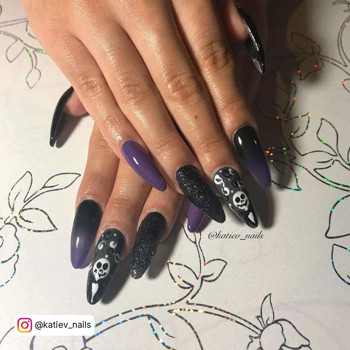 Black To Purple Ombre Nails
