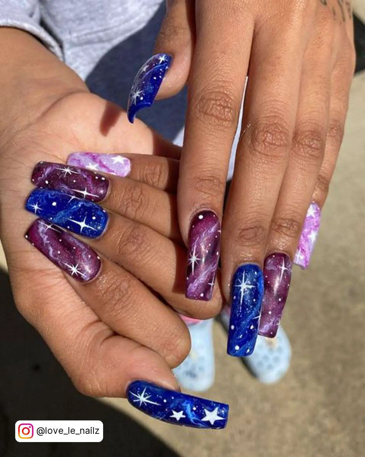 Blue And Purple Galaxy Nail Designs