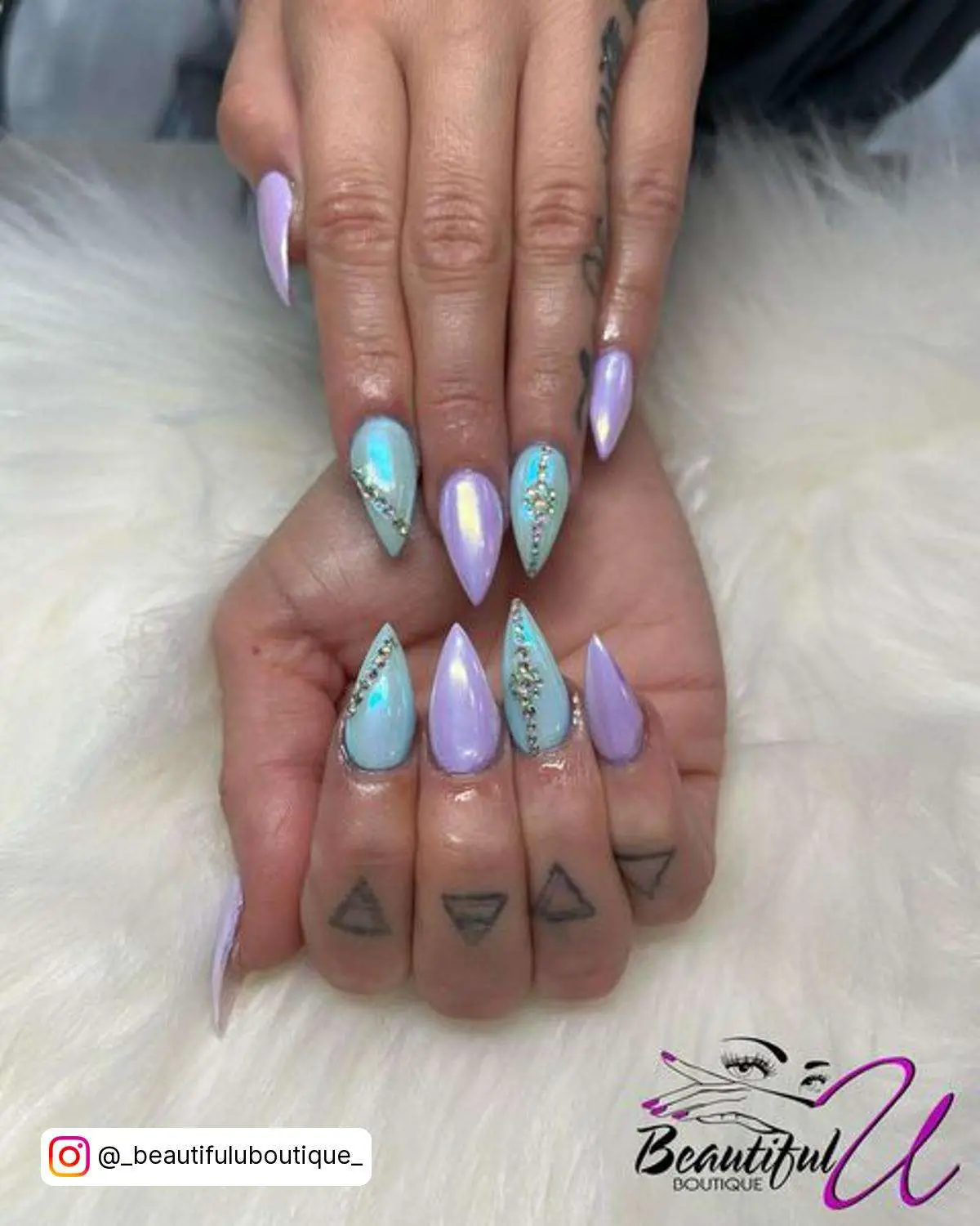 Blue And Purple Mermaid Nails