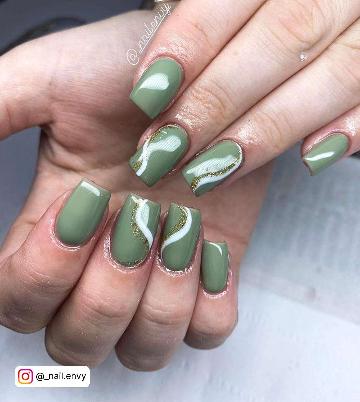 Coffin Green Nails
