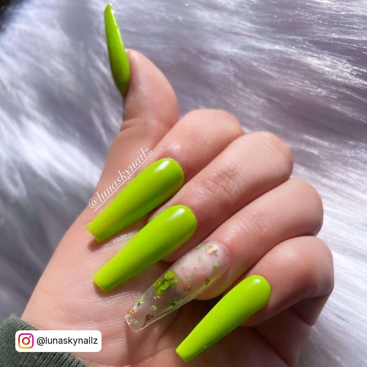 Coffin Lime Green Nails