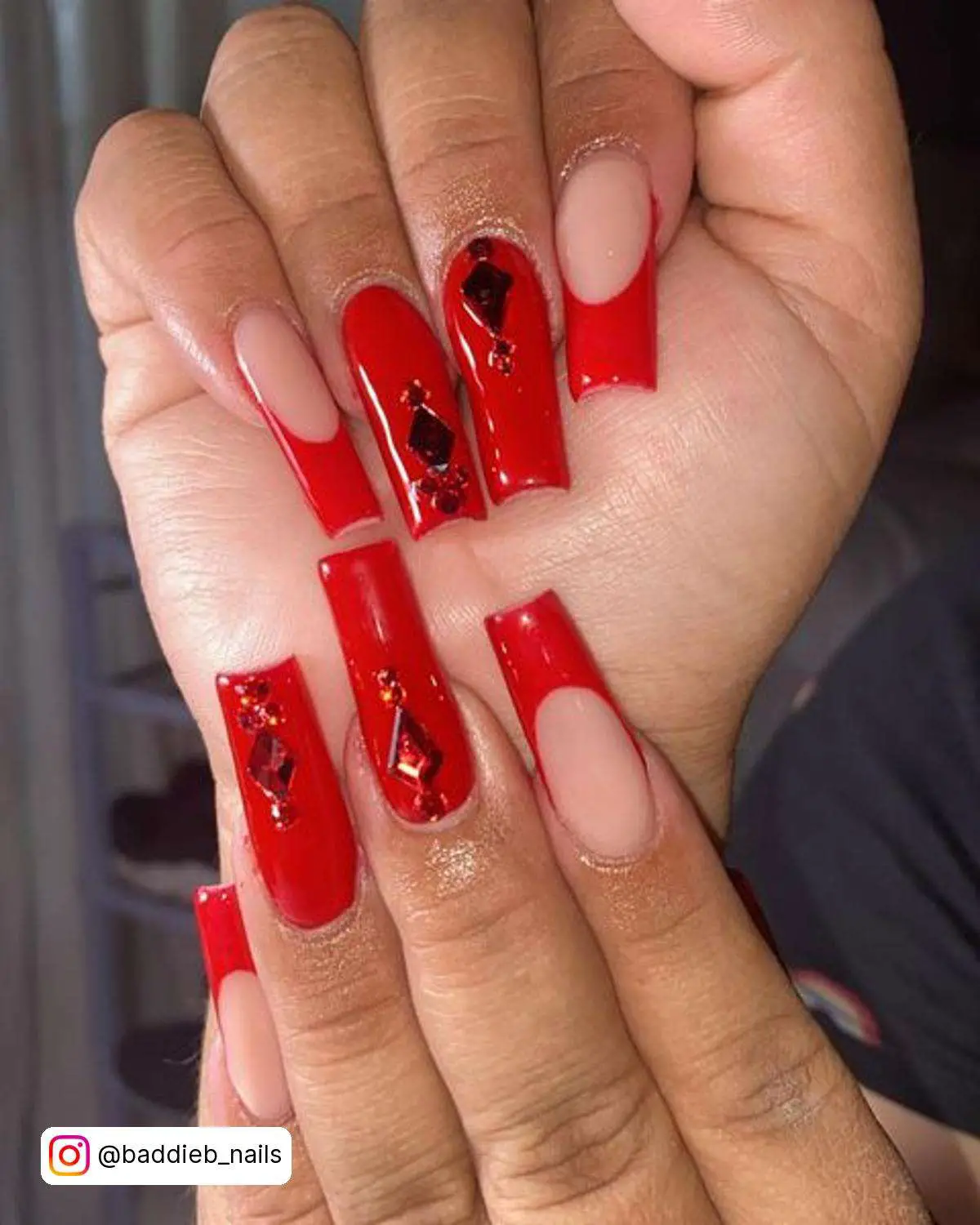 Coffin Nails Red French Tip