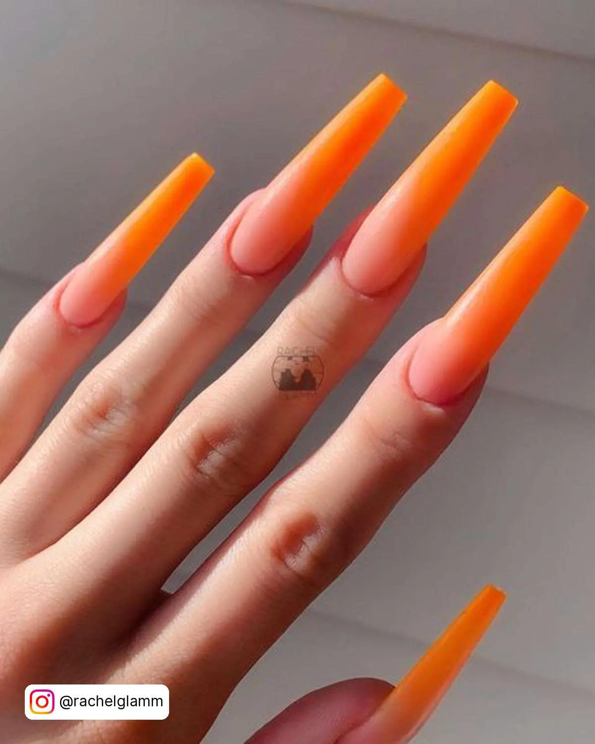 Coffin Neon Orange Nails
