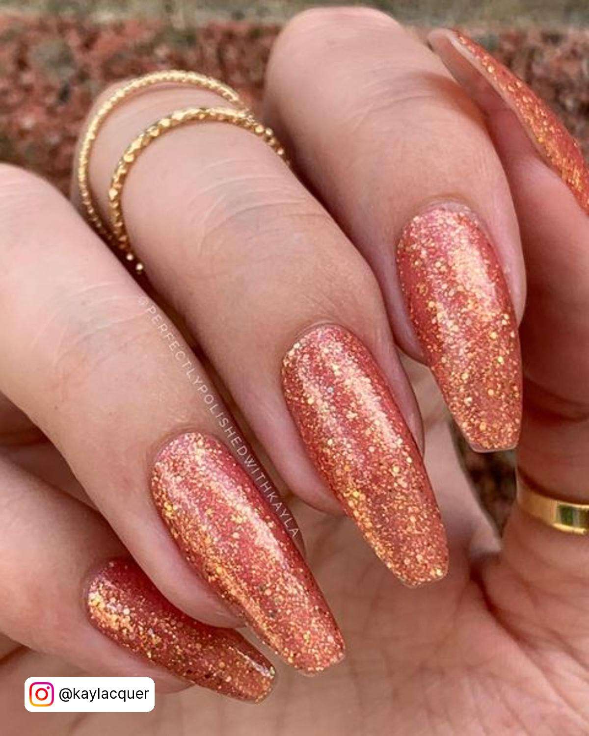 Coffin Rose Gold Nails