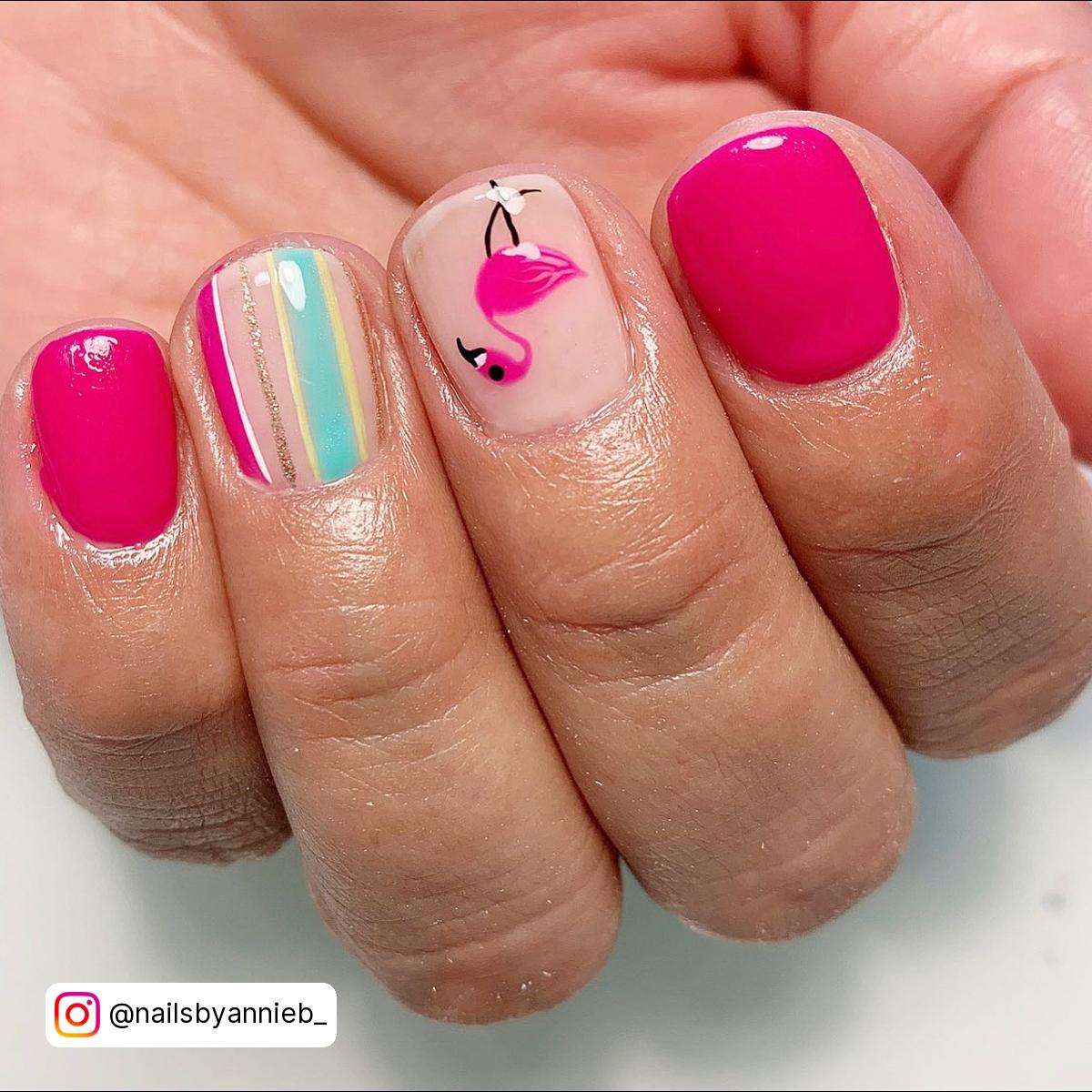 Cute Flamingo Nail Design