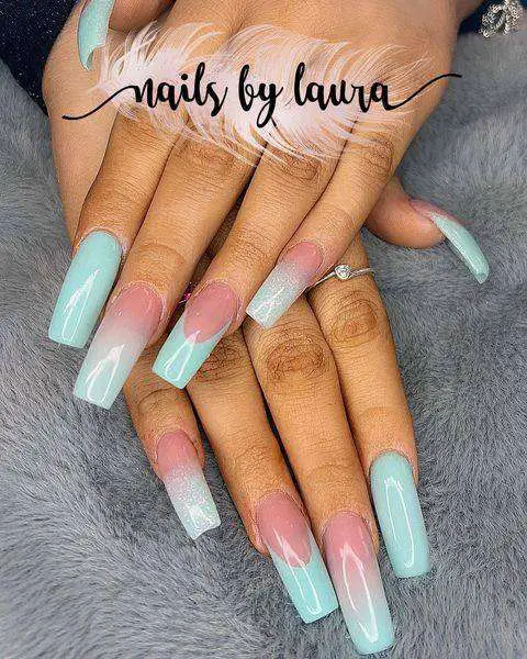 Summery Ombre Long Nails
