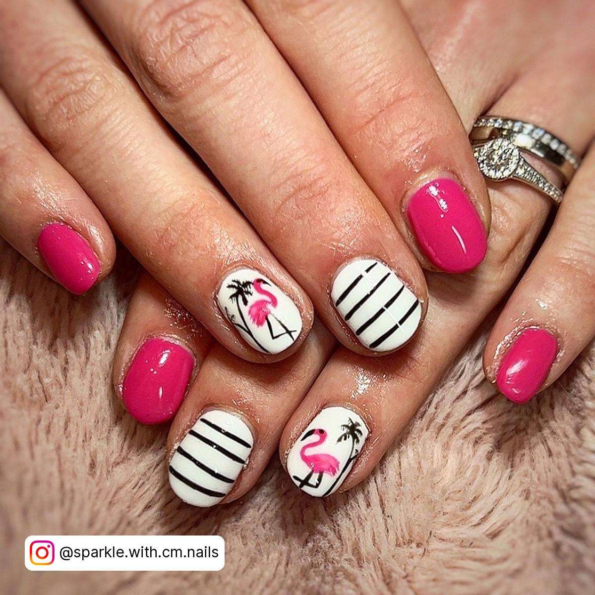 Easy Flamingo Nail Art
