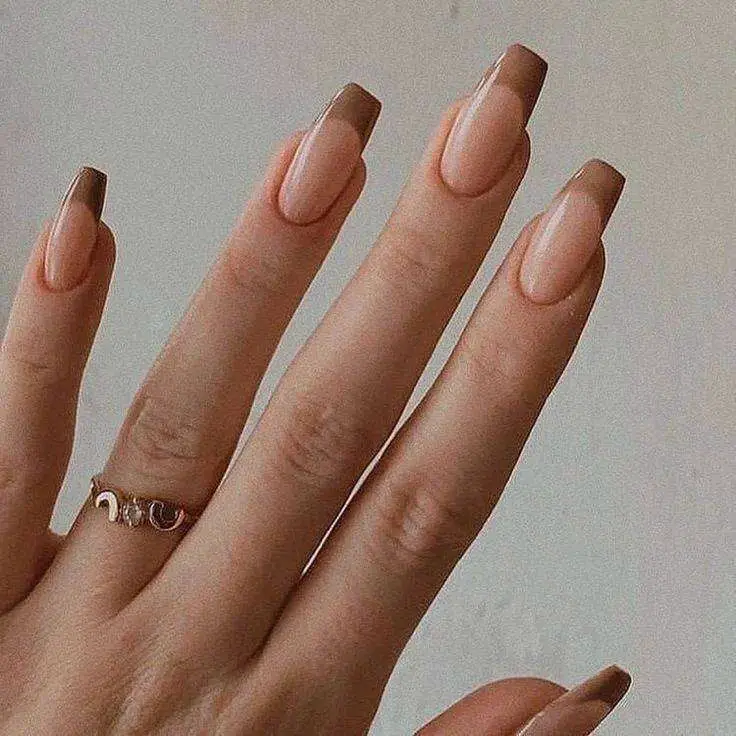 Brown French Manicure Nail Design