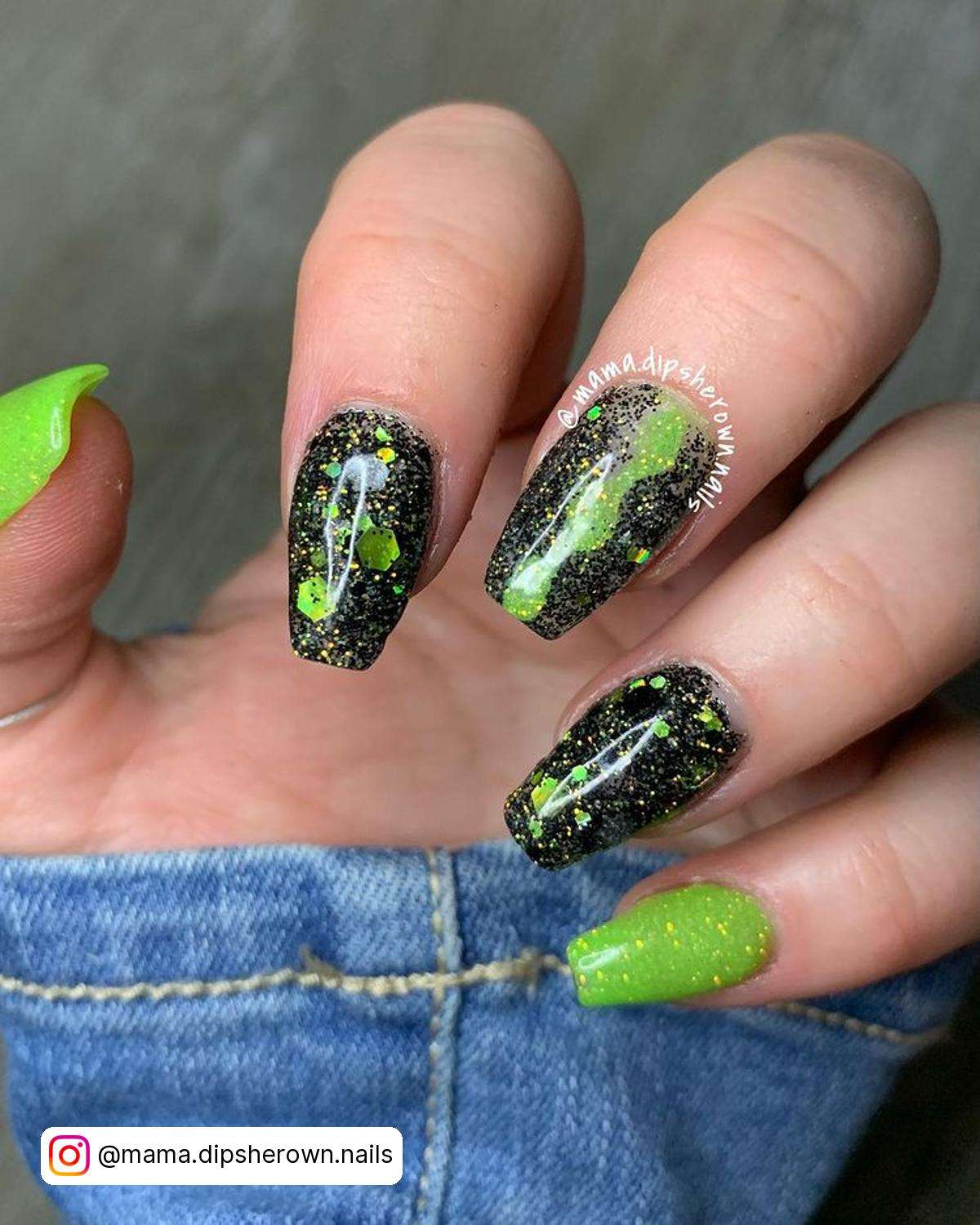 Glitter Lime Green Nails