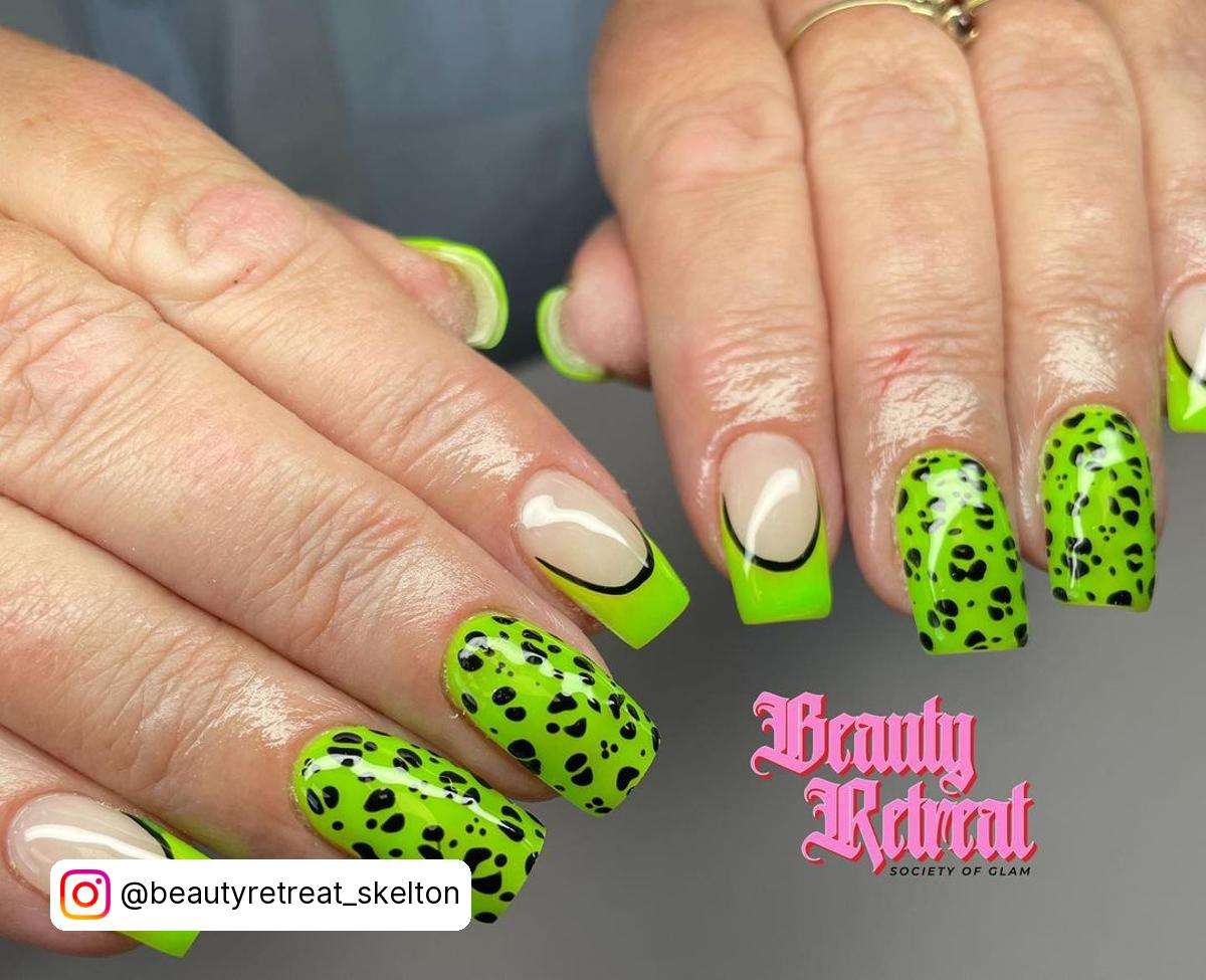 Lime Green And Black Nails