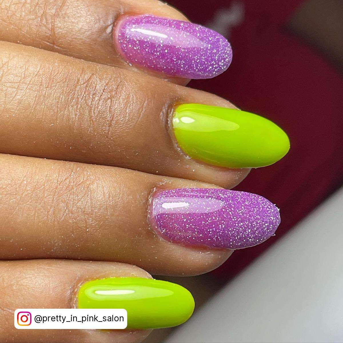 Lime Green And Purple Nails