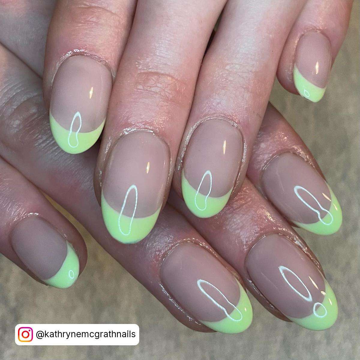Lime Green French Tip Nails