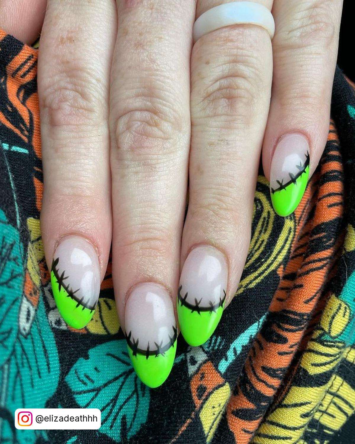 Lime Green Tip Nails