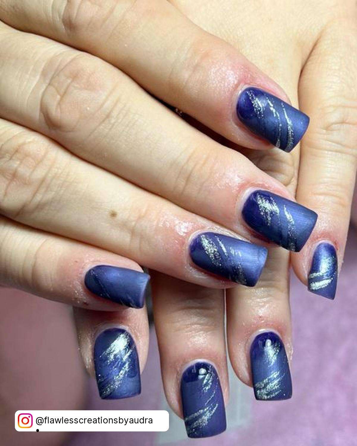 Matte Dark Blue Nails