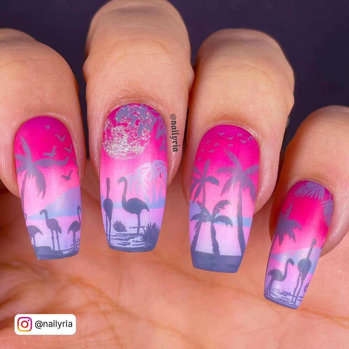 Matte Flamingo Nails