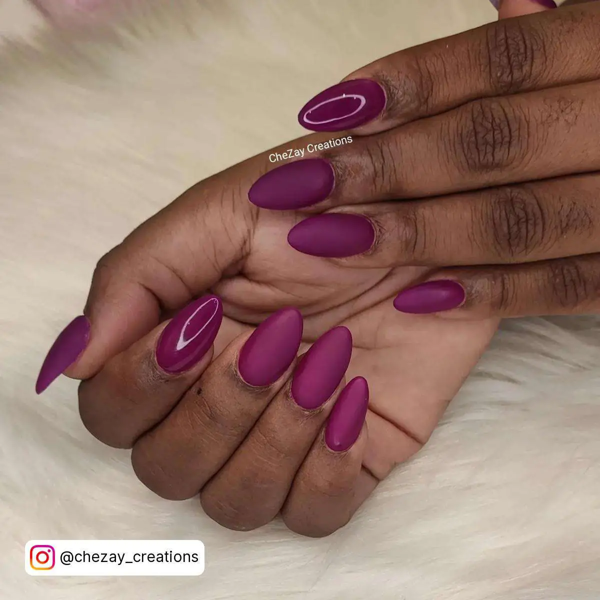 Matte Purple Almond Nails
