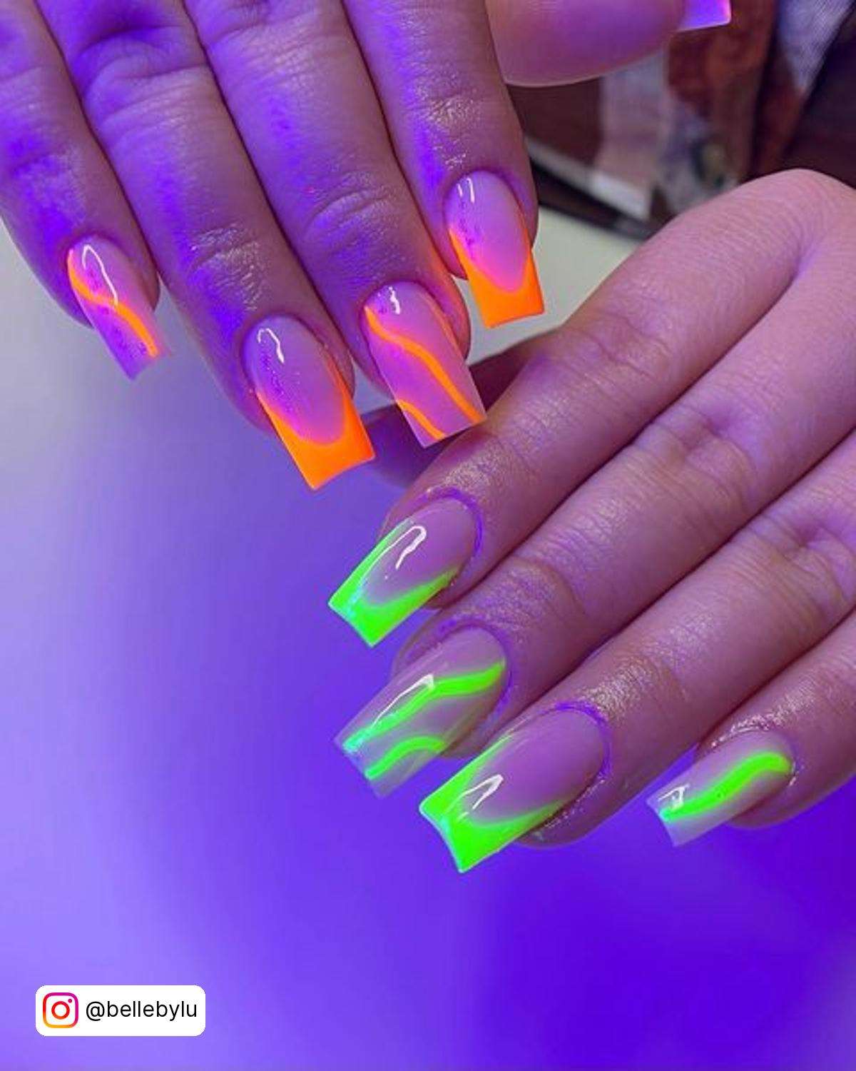 Neon Flame Nails