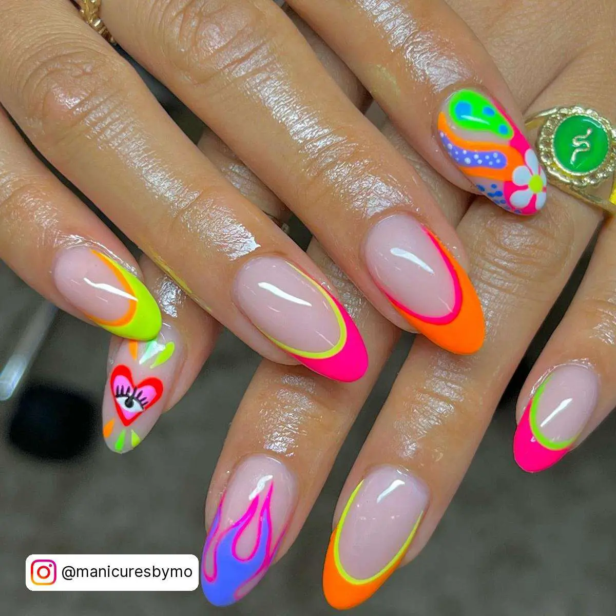 Neon French Tip Nails