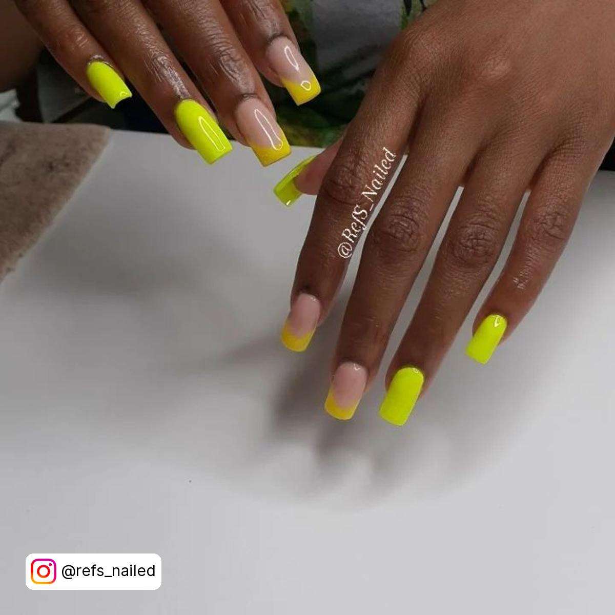 Neon Yellow French Tip Nails