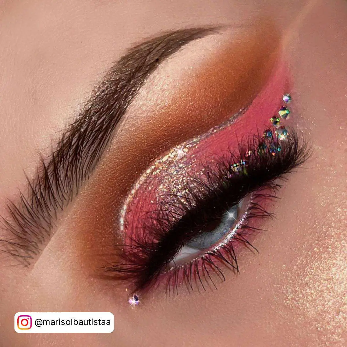 Pink Eye Makeup With Rhinestones