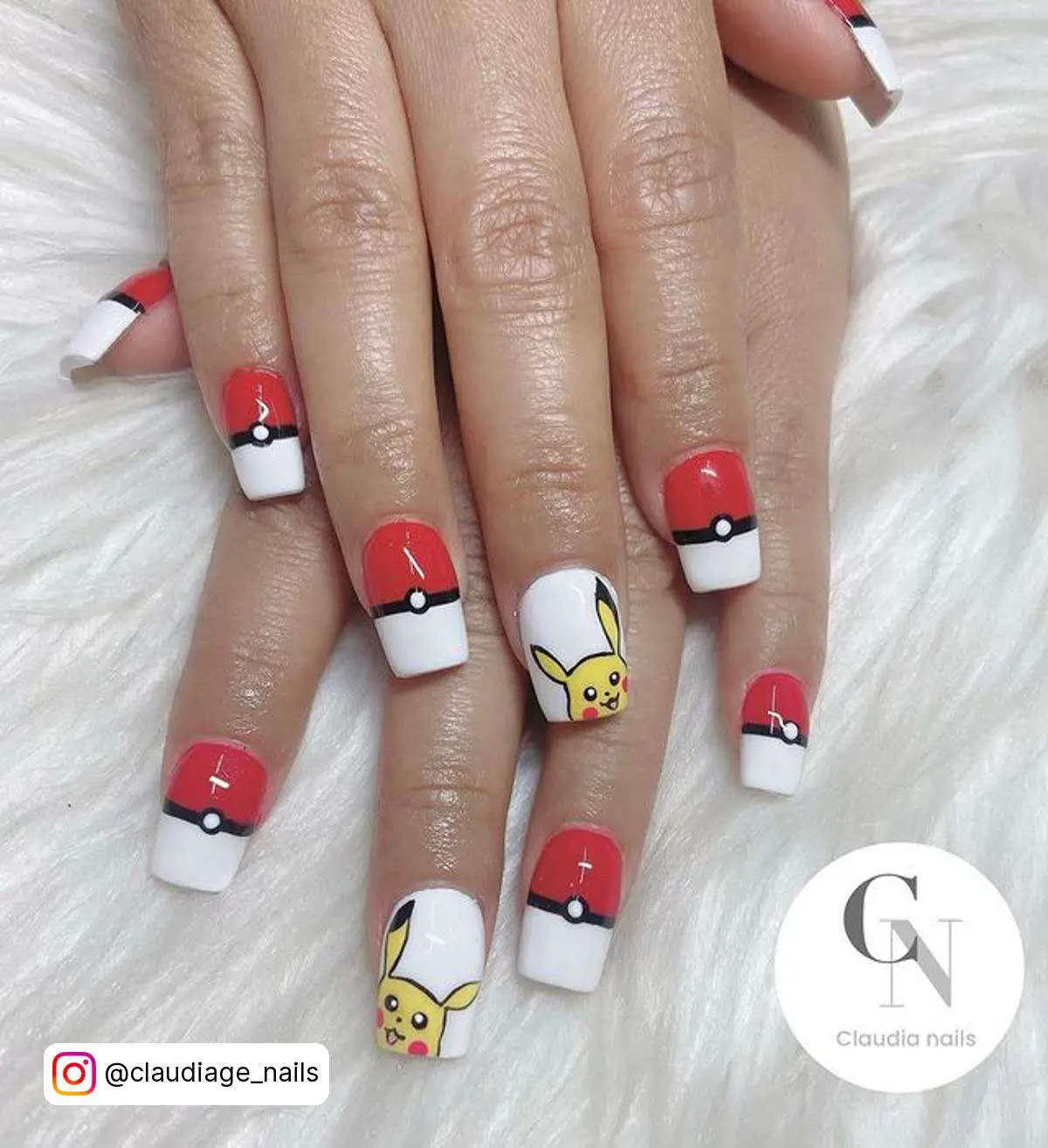 Pokeball And Pikachu Nails