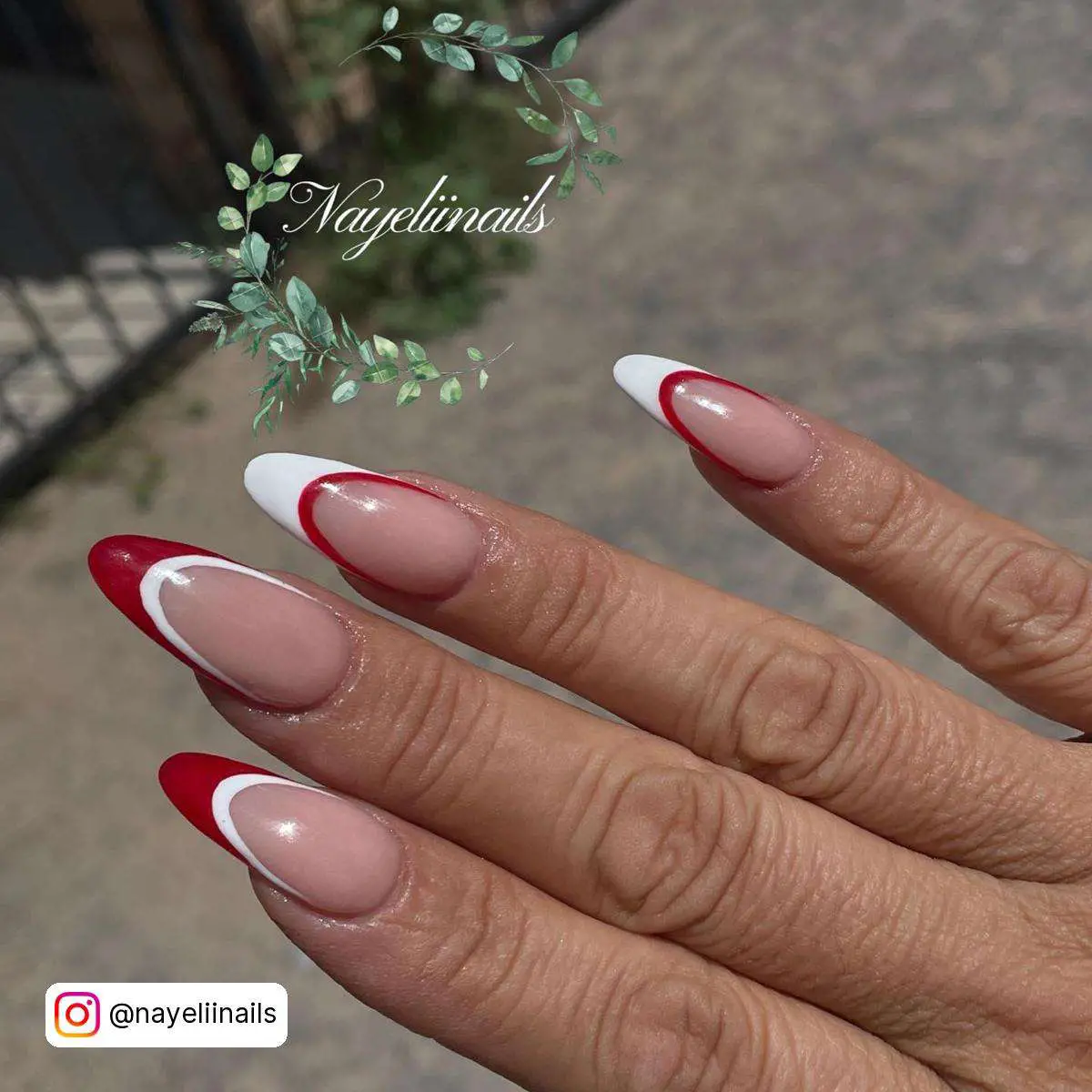 Red And White French Tip Nails