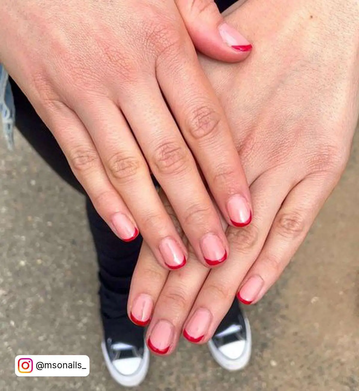 Red French Tip Short Nails
