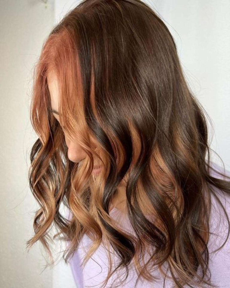 Rose Gold Highlights On Brown Hair 768x960 