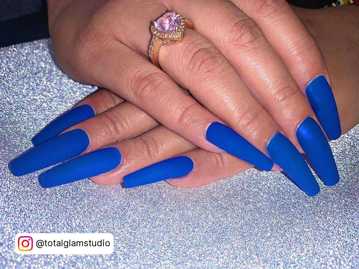 Royal Blue Matte Nails