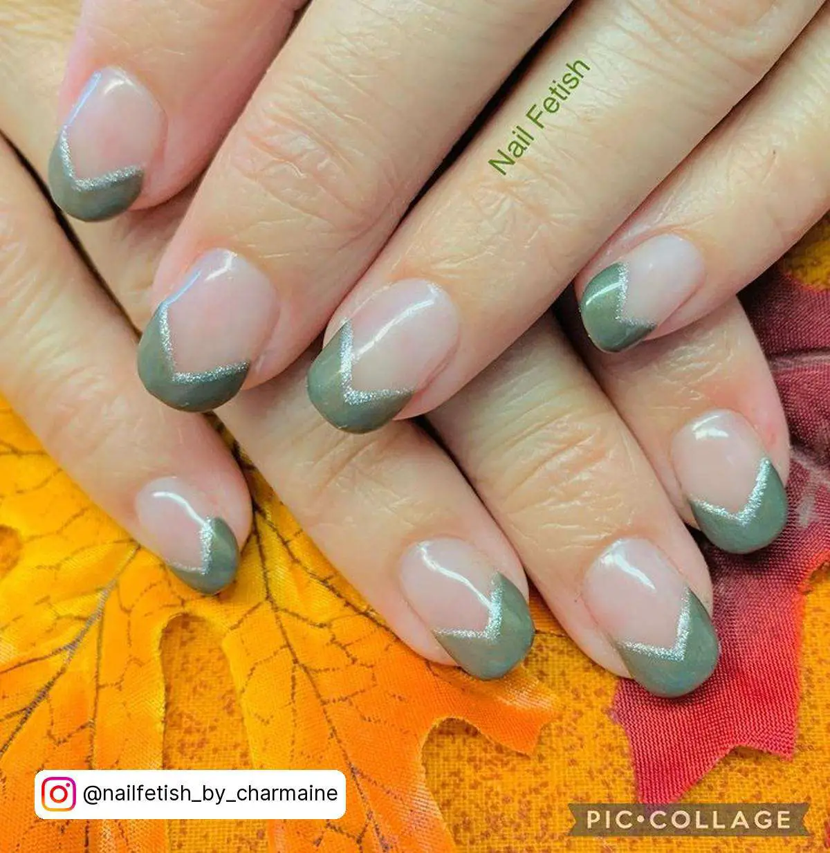 Sage Green Nails French Tip