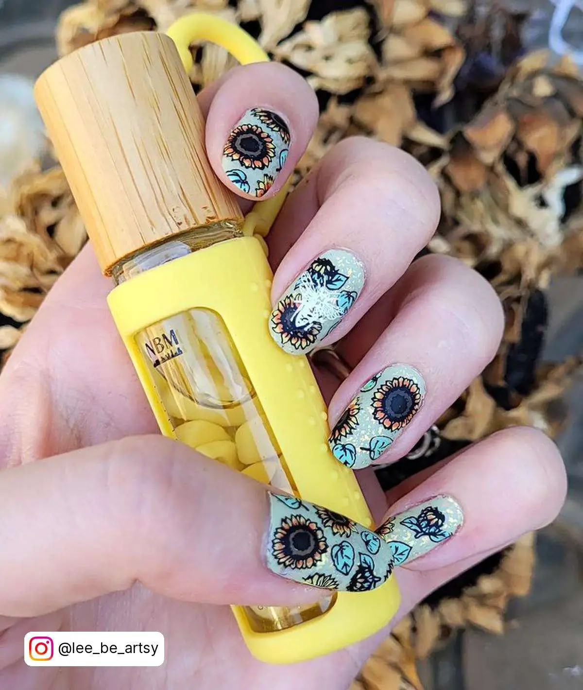 Sunflower Nail Design Ideas