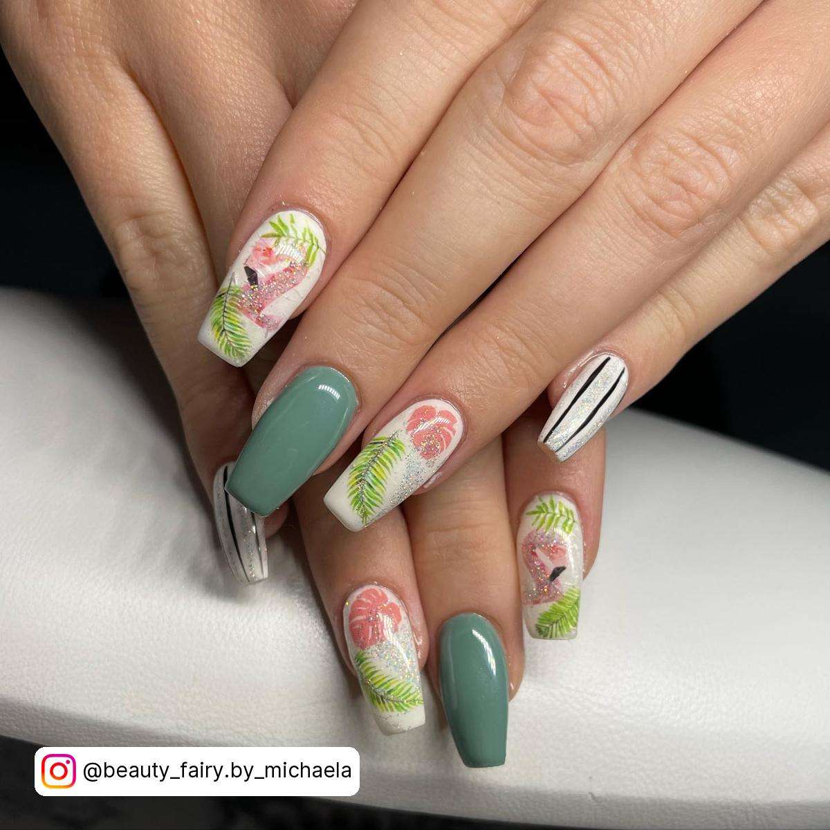 Tropical Flamingo Nail Art Design