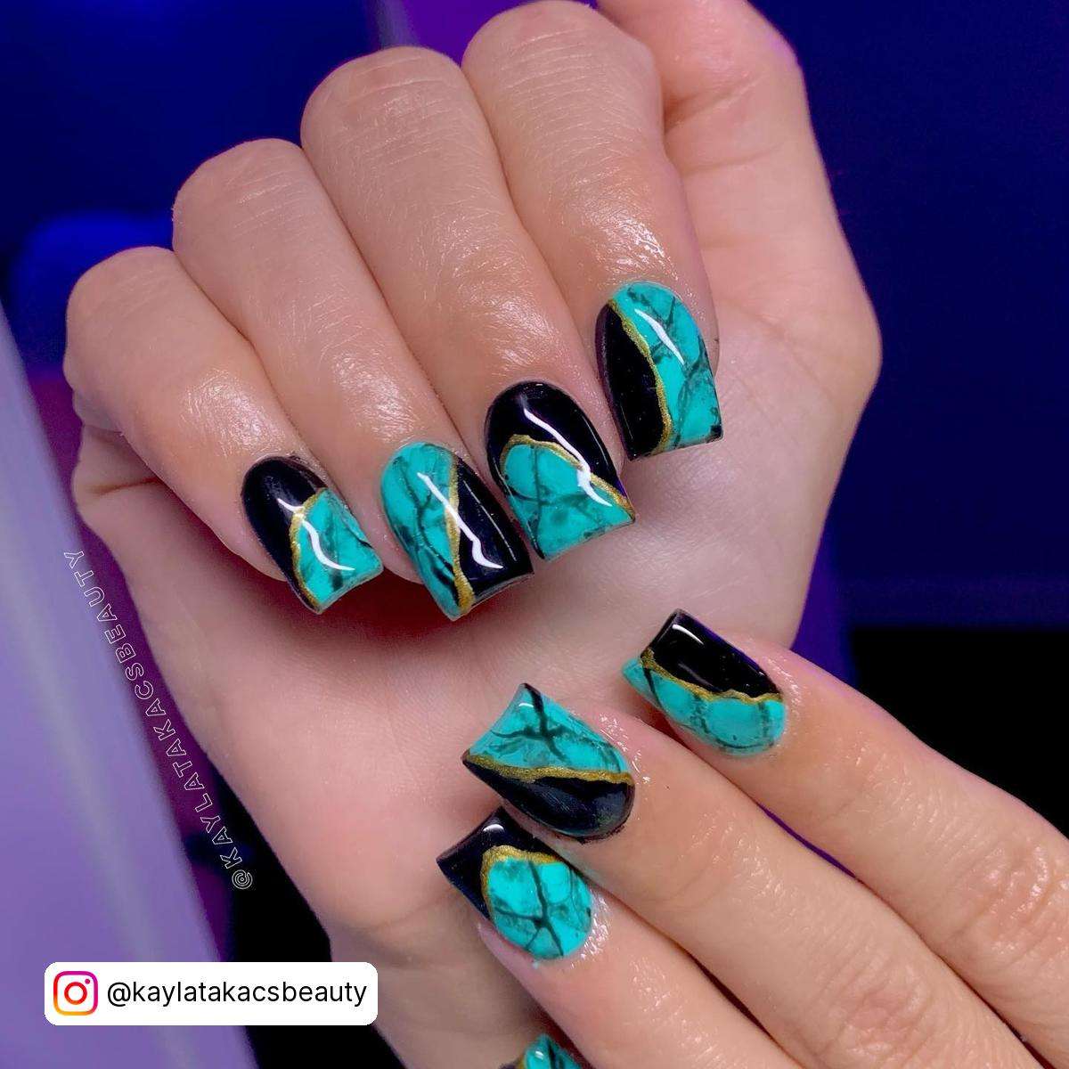 Turquoise Geode Nail Designs