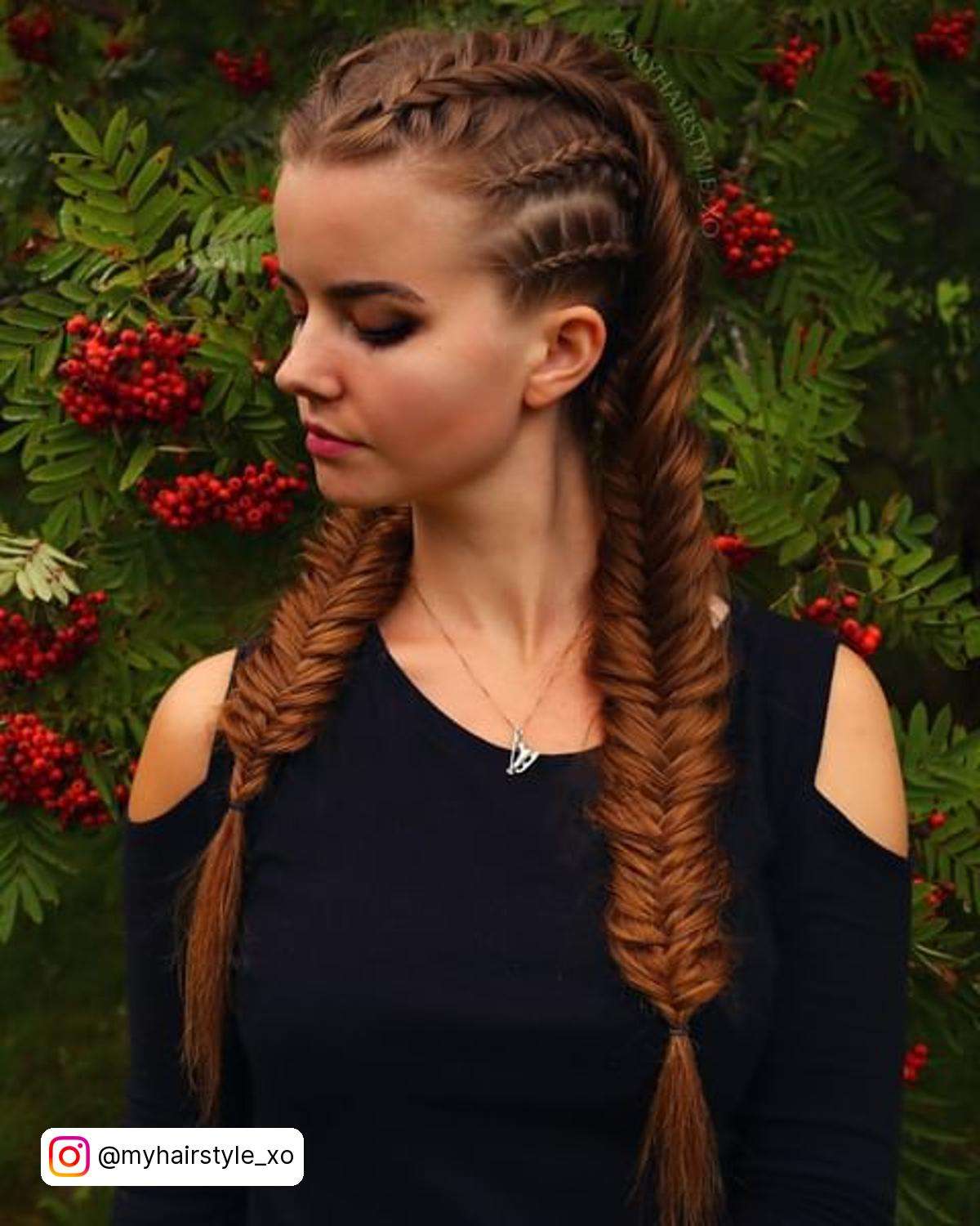 Two Fishtail Braids With Braids