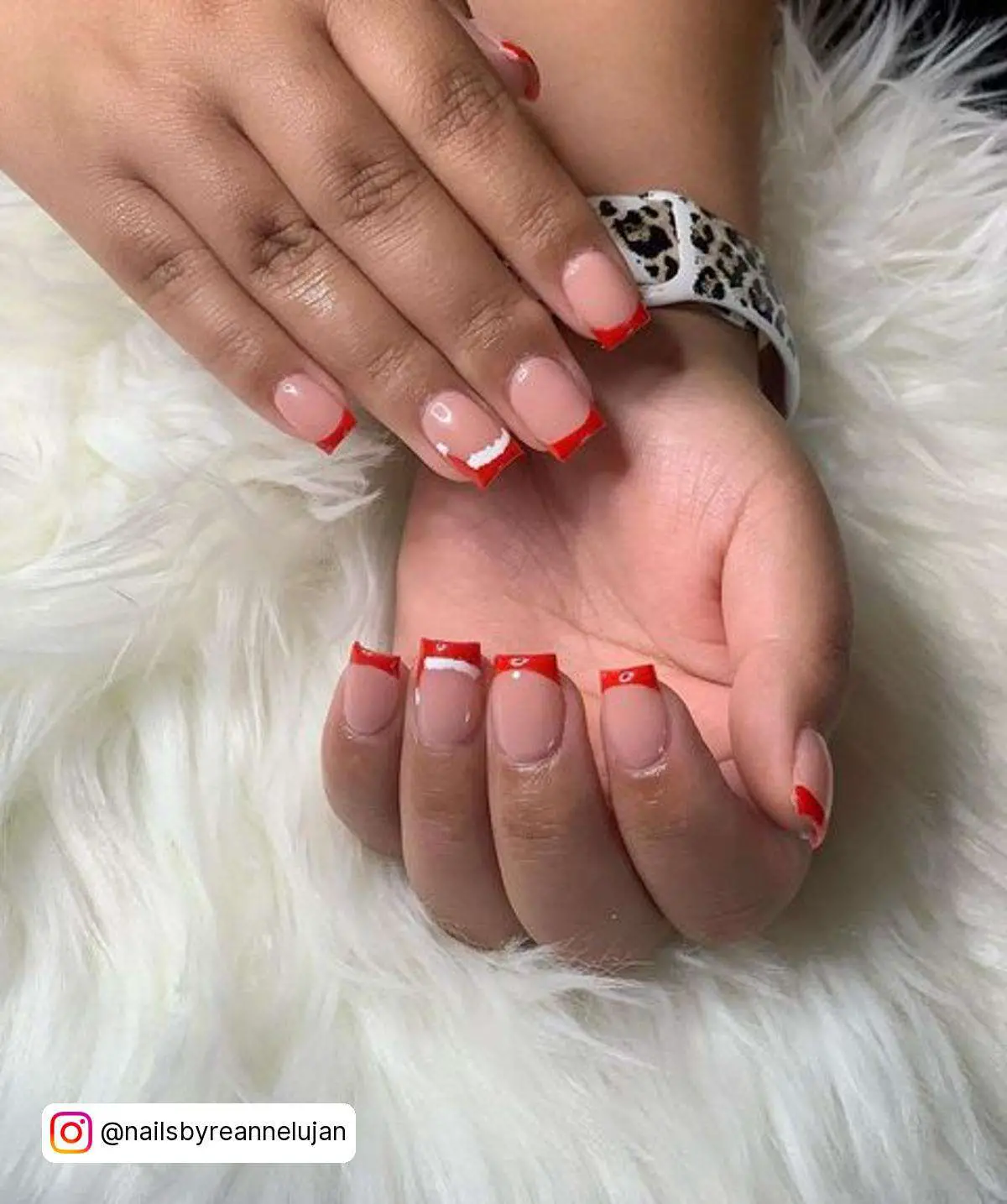 White And Red French Tip Nails