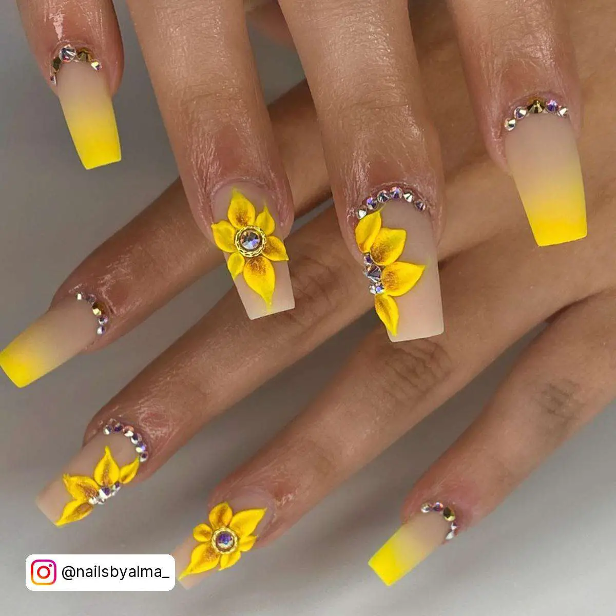Yellow Matte Ombre Nails
