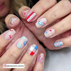 Cute And Simple American Inspired Red White And Blue Nail Art Designs