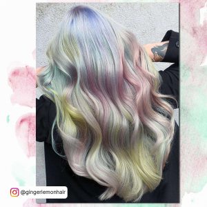 Long And Wavy Platinum Pastel Colored Opal Hair