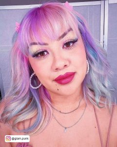 Bright Pink And Purple Hair With Silver And Pastel Blue Highlights