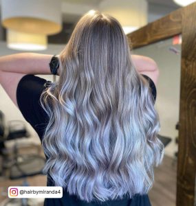 Long And Wavy Opal Hair With Blonde To Platinum Lilac Ombre