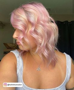 Pastel Pink Opal Hair With Pastel Yellow Highlights