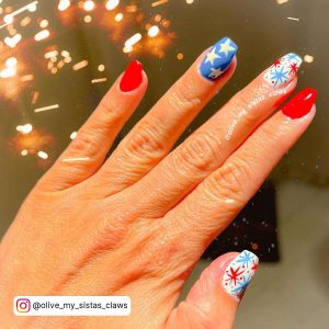 Red, White And Blue Nail Designs.