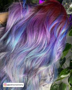 Opal Blue And Silver Hair With Dark Purple Ombre