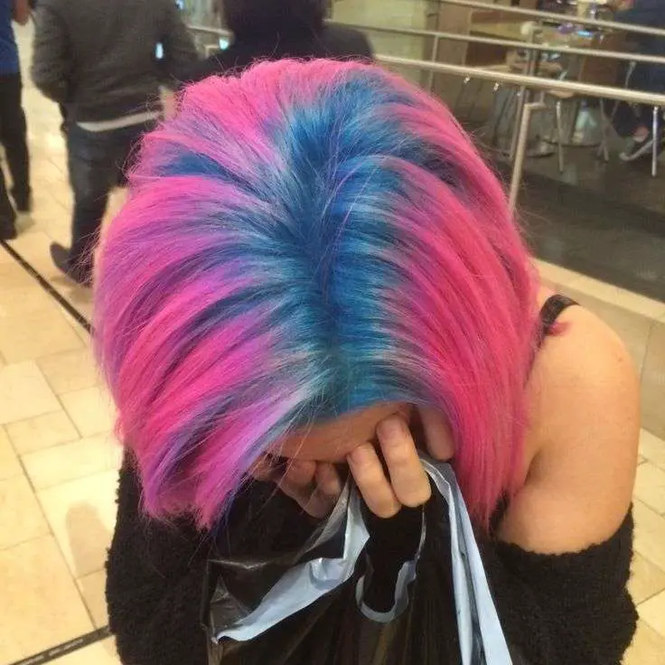 Blue Roots Pink And Purple Hair