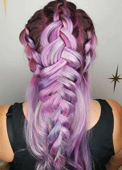 Braided Pink And Purple Hair Looks
