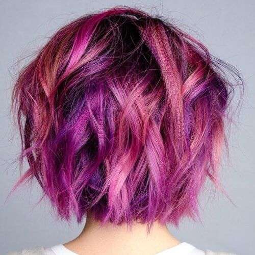 Bright Pink And Purple Hair Short Locks
