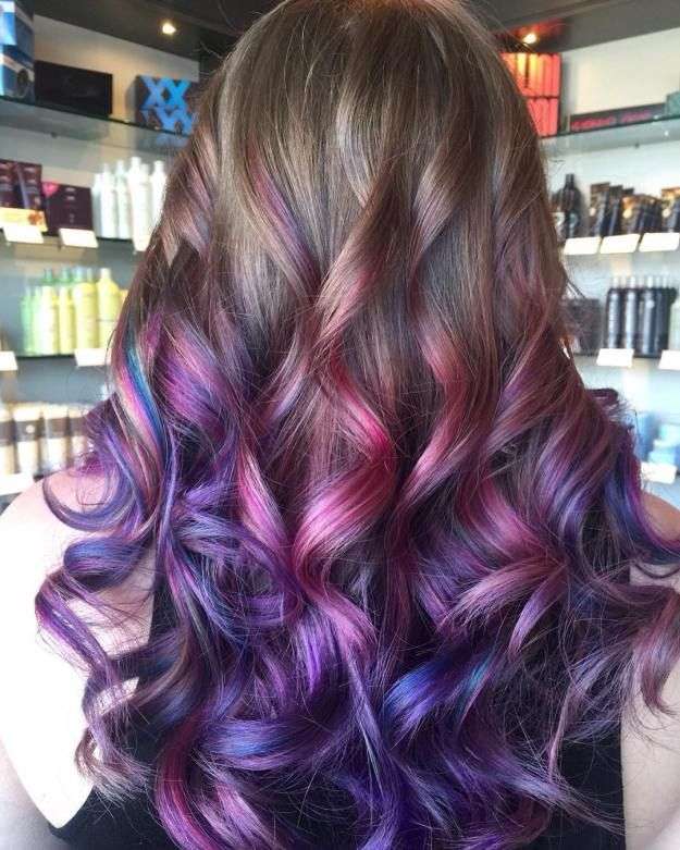 Brunette Pink And Purple Hair Looks