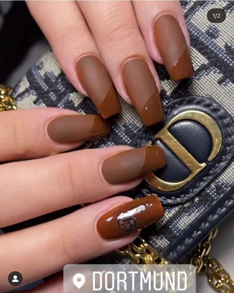 Chocolaty French Tip Nails